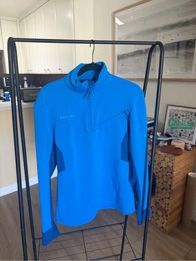 Mammut Men's Half-Zip Technical Fleece Midlayer Pullover – Blue – Size Medium
